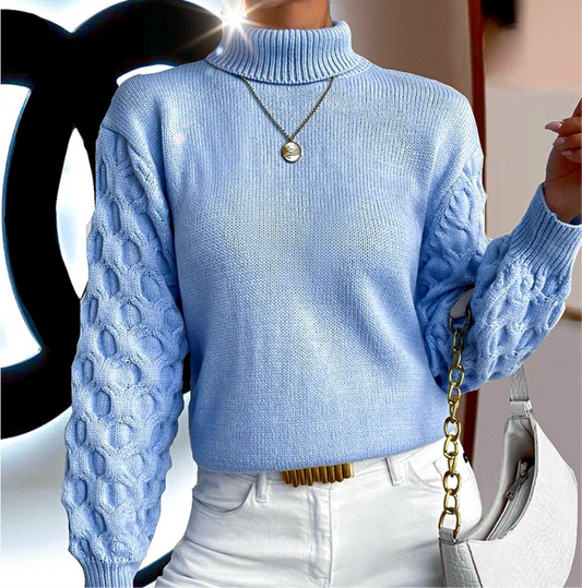 Sky Periwinkle Blue Bell Sleeved Sweater