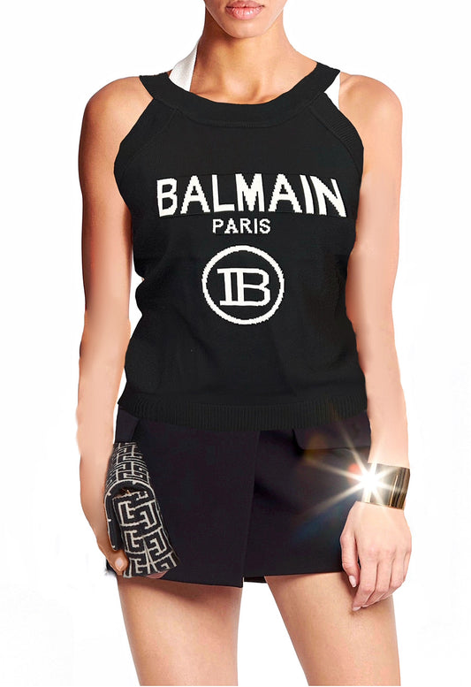 Balmain Paris Knit Halter Tank.