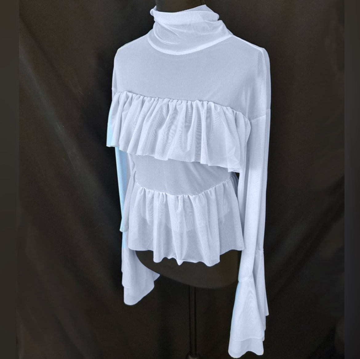 Chiffon Blue Exaggerated Ruffle Layer Blouse
